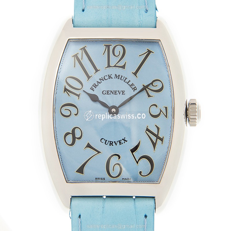 Franck Muller 7502 QZ Blue Curvex - Quartz - Stainless - Blue Dial - Diamonds - Alligator Blue